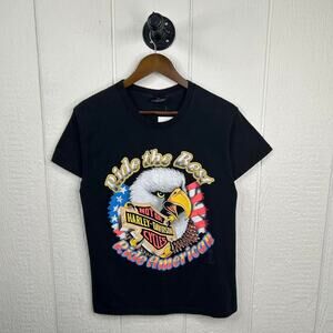 Vintage 90s Harley Davidson Ride the Best Ride American Eagle Graphic Tee Medium